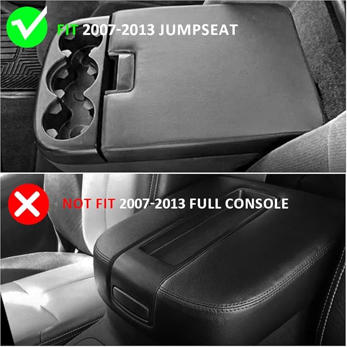 DEYTOP Center Console Cover for Chevy Silverado & Tahoe 2007-2013 Console Armrest Cover for GMC Sierra 2007-2013 Car Cushion Protector Pad ( Jump Seat Console ONLY) (Gray, 07-17 JUMP SEAT)