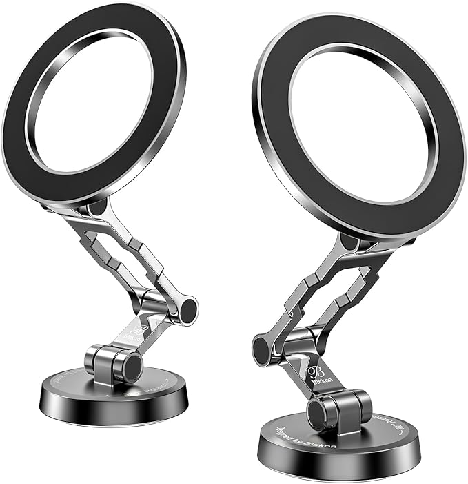 Blekon Magnetic Phone Holder for Car – Compatible with MagSafe Car Mount &Tesla Screen, Flexible All-Metal 3-Axis 360° Rotation & Strong Magnets, Fits iPhone 16/15/14/13/12 Pro Max
