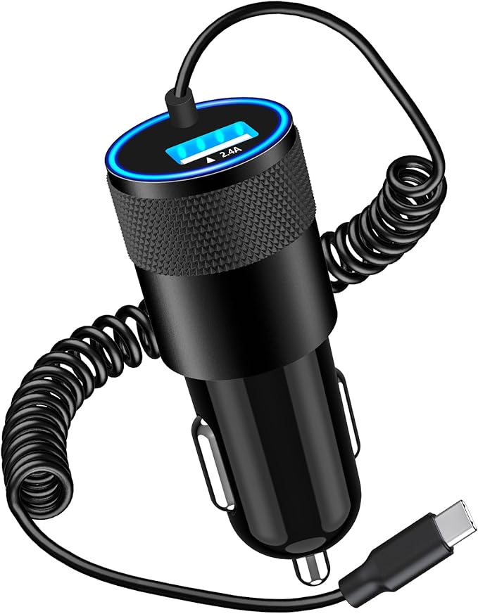 [Apple MFi Certified] iPhone 17 Car Charger Fast Charging, Braveridge 4.8A USB Power Cigarette Lighter USB-C Car Charge + 6FT Type-C Coiled Cord for iPhone 17/17 Pro Max/16 Pro/15/Galaxy S26/S25/Pixel