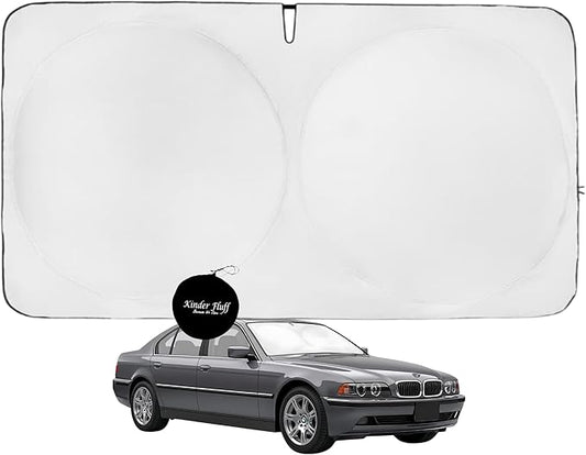 Windshield Sun Shade -Certified 99.87% UVB & 99.02% UVA Car Sun Shade. Award Winning Sunshade - Patented Technology | Compatible for BMW 7 Series (2001-2008) | Car Shades by Kinder Fluff