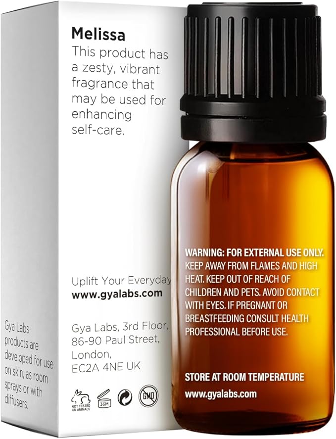 100% Pure Melissa Essential Oil - 0.34 Fl Oz - Melissa Oil for Hair, Skin, Diffuser, Aromatherapy & DIY Candle Making Scent
