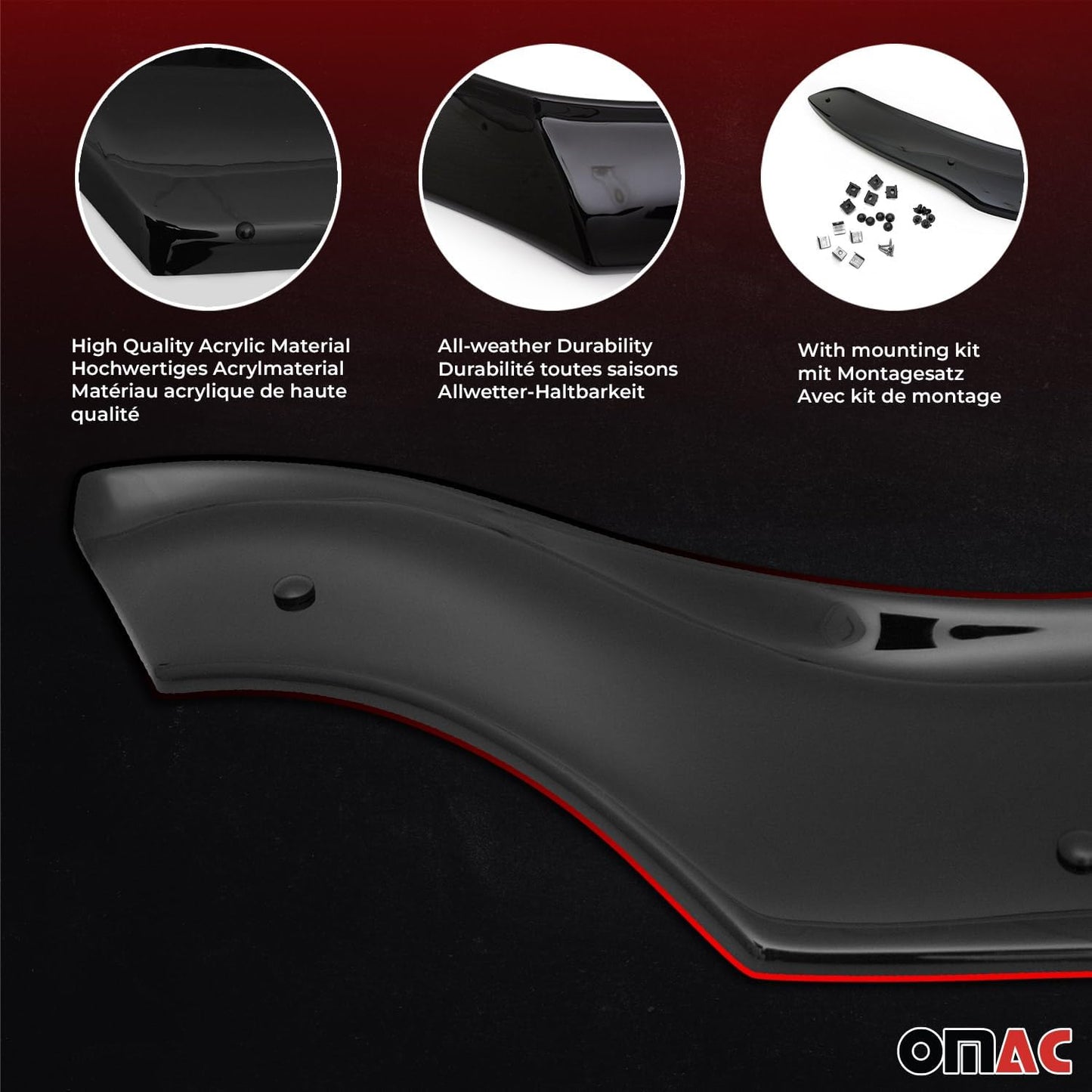 OMAC Front Bug Shield Hood Deflector Guard fits Kia Sportage 2017-2022 Black Smoke
