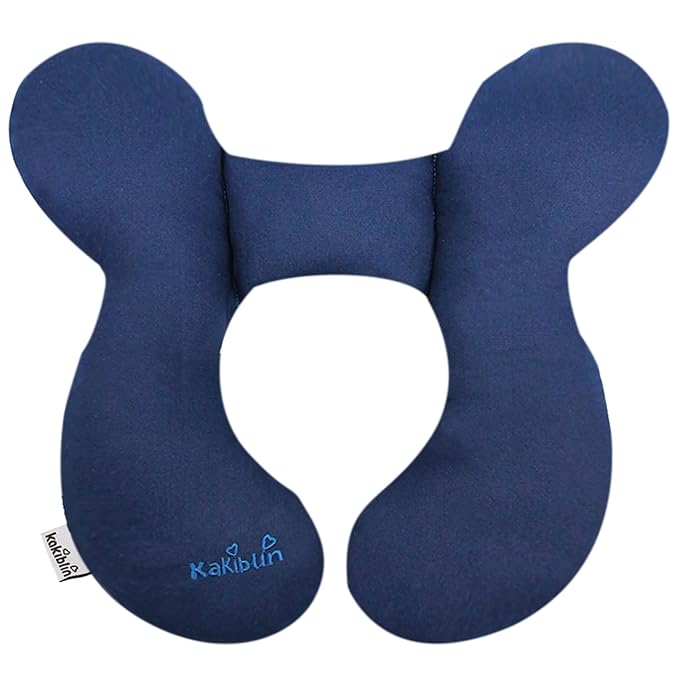 KAKIBLIN Baby Neck Pillow, Baby Head Pillow, Upgraded Support Travel Pillow,Neck Support Pillow for Carseat, Newborn Neck Support for Car Seat, Stroller, Pushchair, Travel, Dark Blue
