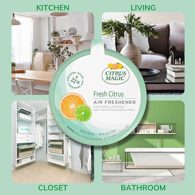 Citrus Magic Odor Absorbing Solid Air Freshener, Fresh Citrus, 8-Ounce, Pack of 3