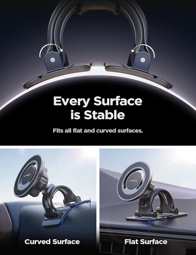 LISEN for MagSafe Car Mount [360° Rotation] Magnetic Phone Holder for Car Vent Phone Mount, Hands Free Phone Mount for Car Accessories fit iPhone Includes Vent/Dashboard Mount, Black Kits