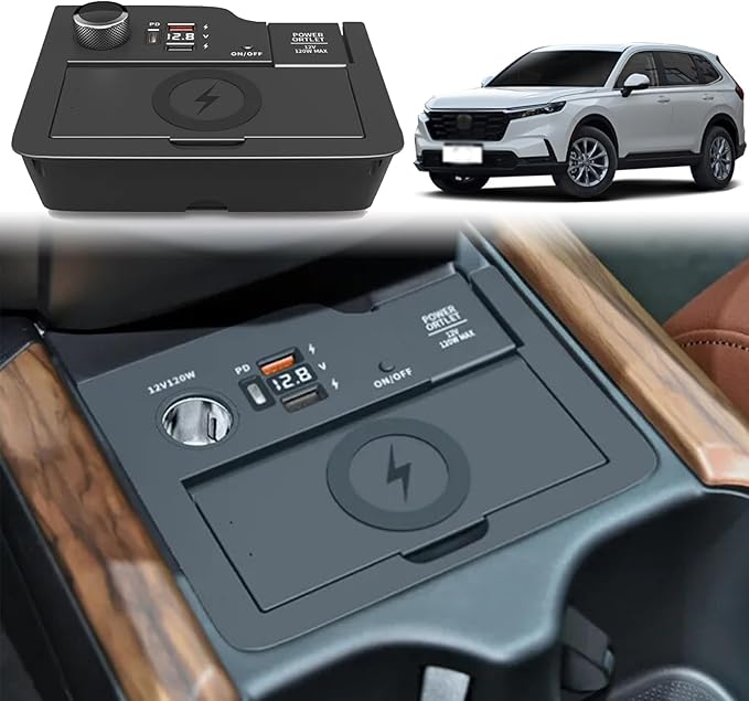 Wireless Car Charger for Honda CRV 2020 2019 2018 2017, 15W Wireless Fast Phone Charging Pad with 27W USB-A & Type-C Interior Accessories Upgrades