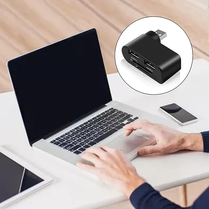4 in 1 USB 2.0 Hub Docking Station 1 Usb2.0 480Mbps Rotatable Splitter Card Fast Reader for Laptop Notebook USB 2.0 Splitter Motherboard for Laptop Hub for Pc