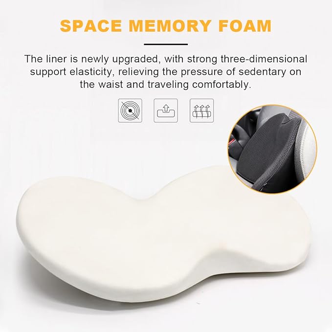 Car Seat Cushion, Auto Memory Foam Wedge Seat Pad, Sciatica Tailbone Low Back Pain Relief Pillow for Driver, Breathable Non Slip Orthopedic Support Pad, Car Accessories (Black)
