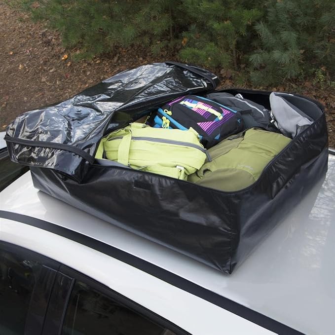 Voyager Waterproof Rooftop Cargo Roof Bag, No Roof Rack Needed UV-Protected PVC Semi-Coated Mesh, Welded Seams, Water Seal Zipper, (10 Cubic Feet - Sprint)