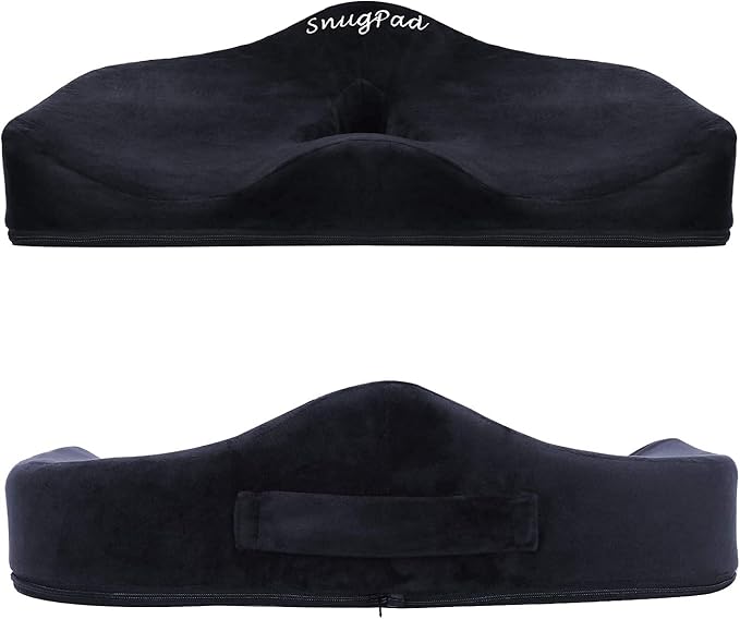 SnugPad Premium Memory Foam Seat Cushion, for Sciatica Tailbone Back Pain Relief, Posture Correction. Orthopedic Sitting Pillows for Office Chair, Car, Truck, Wheelchair with Non-Slip Bottom (2Pk)
