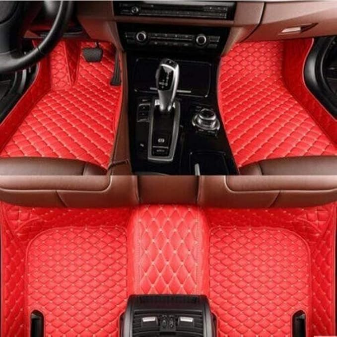 Custom Making Car Floor Mats Compatible with Audi BMW Mercedes-Benz Toyota Lexus Honda Infiniti Nissan Hyundai Kia All Models 2005-2026 (Red Beige)