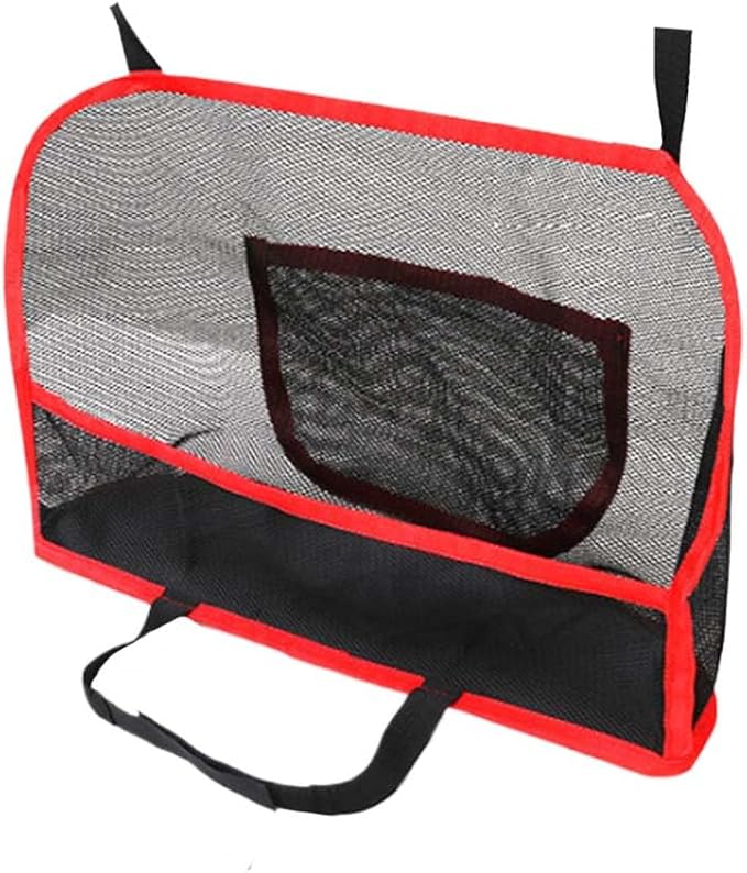 Car Net Pocket Handbag Holder, Car Purse Holder Between Front Seats, Driver Storage Netting Pouch for Backseat Pet Kid Barrier, Vehicle Storage Organizer Mesh Bag for Women Men (Red)