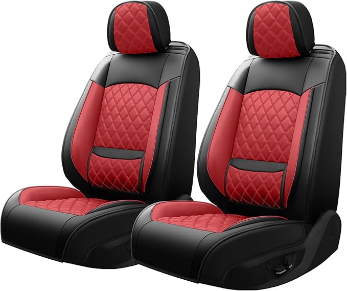 Fit for Accent Seat Covers Compatible with Hyundai Accent 2017-2026 - Waterproof Breathable Leather Automotive Seat Cushions Protector,Airbag Compatible,Only 2 Front seat Covers(Red)