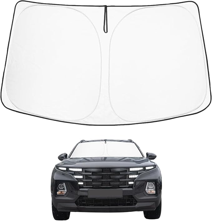 Proadsy Windshield Sun Shade Custom Fit Hyundai Santa Cruz 2022-2025 2026 4-Layer Foldable Front Sunshade Protector Sun Visor Blocks UV Rays Keep Car Cooler