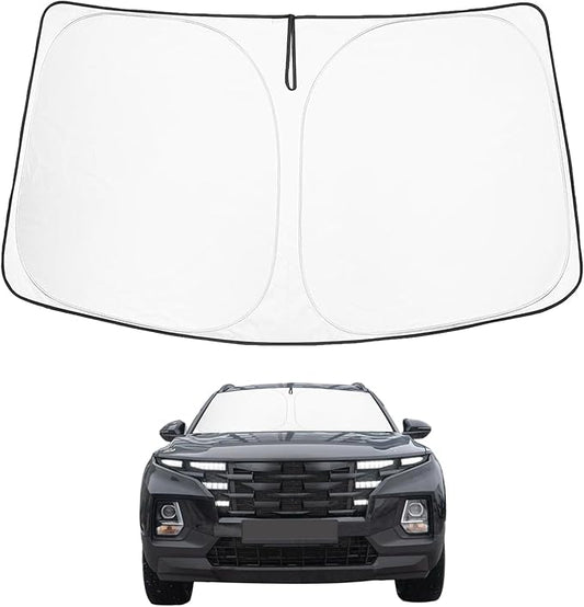 Proadsy Windshield Sun Shade Custom Fit Hyundai Santa Cruz 2022-2025 2026 4-Layer Foldable Front Sunshade Protector Sun Visor Blocks UV Rays Keep Car Cooler