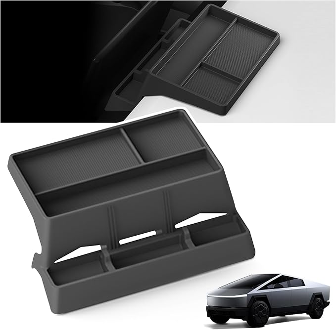 Tesla Cybertruck Behind Screen Storage Tray - Premium Silicone Dashboard Organizer, Custom Fit for 2024-2025 Model, Scratch-Resistant, Easy Installation, and Anti-Slip Design for Secure Storage