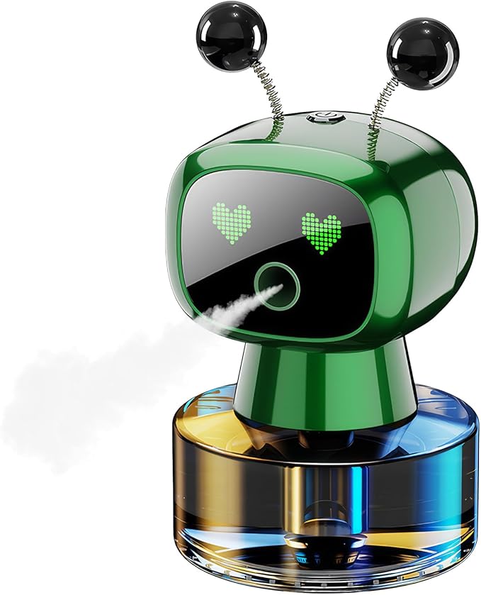 Amposei Smart AI Robot Air Freshener, Aromatherapy Diffuser for Car, Automatic Spray, Ideal Gift Decor for Perfume Lover (Green Gardenia)