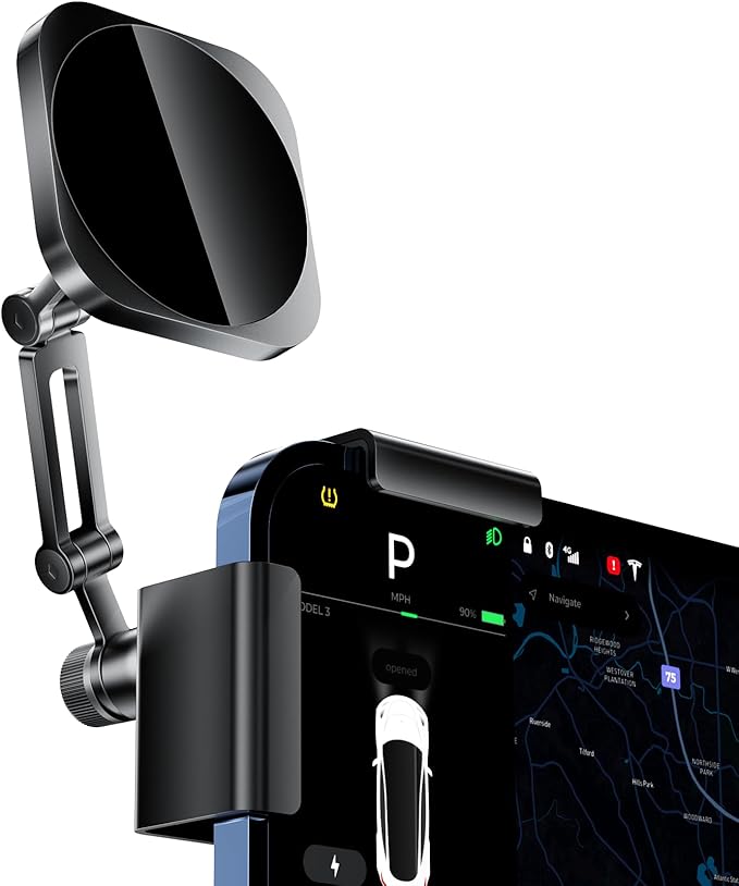 All-Metal Phone Holder for Tesla Model 3/Y and Cybertruck, Car Dash Phone Holder, Accessories Magsafe Car Mount Magnetic Phone Mount Strongest Magnet Power Compatible with Tesla Model Accessories