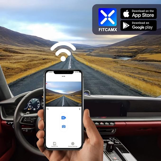 Fitcamx 4K Dash Cam Compatible with Porsche 718 Boxster Cayman 981 987 982 911 Turbo (Model C), Integrated OEM Look, UHD 2160P Video, Built-in WiFi & APP, Loop Recording, Parking Mode, 64GB Card