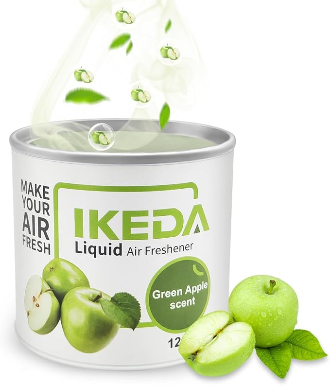 Car Air Freshener: Green Apple Scent Liquid Cans | Odor Elimination | Smoke Smell Remover | Strong Long-Lasting Fragrance | For Auto Home | 4.23 oz | 1 pack