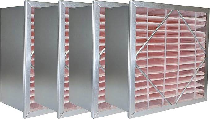 Filterbuy 20x20x12 Air Filter Header (4-Pack), Rigid Cell Filters HVAC (Actual Size: 17.75 x 17.75 x 11.38)
