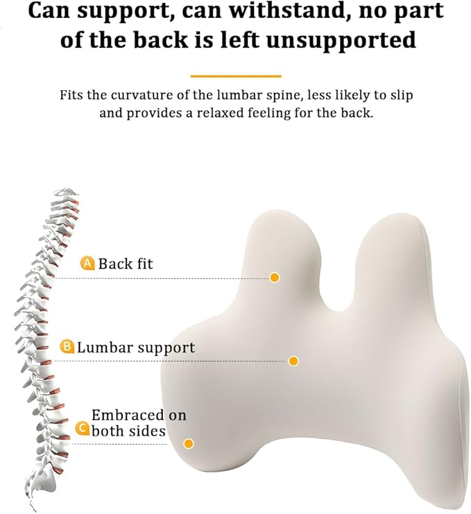 Lumbar Support Pillow for Car, Memory Foam Ergonomic Vehicle Seat Back Support Pillow for Driving, Automotive Interior Pain Relief Back Pillow, Universal for SUV RV Lorry