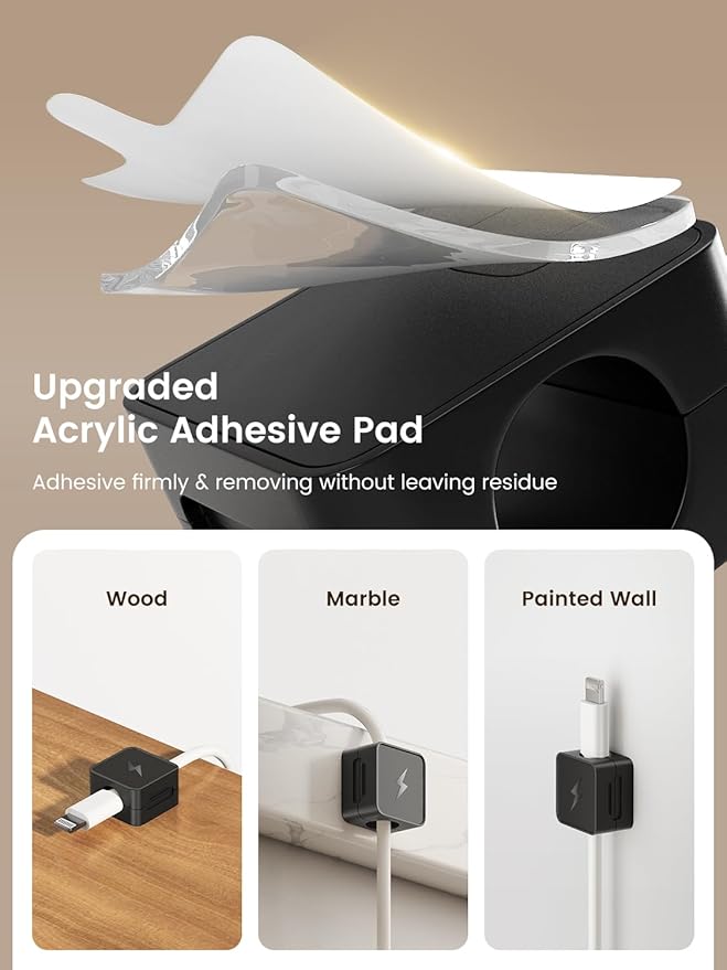12 Pack Magnetic Cable Clips, Phone Cord Holder for Nightstand, Under Desk Cable Management, Canisflax Adhesive Wire Charging Cord Organizer Keepers Holder for Home Office Car Wall Desktop