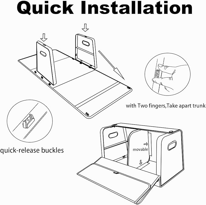 GMQ Trunk Organizers for Car,Car Organizers and Storage for SUV,Magnetic Lid with Collapsible Storage, Large Capacity for SUV, Truck, MPV (M-15.8×13×12.5 IN)