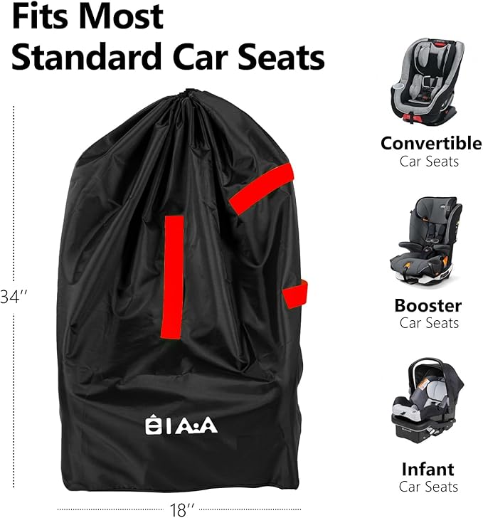 elaia Car Seat Travel Bag for Airplane, Waterproof Carseat Travel Bag with Handles Fits Doona, Graco, Evenflo Infant Carriers & Booster Seats, Perfect for Air Travel, Family Vacations with Infants