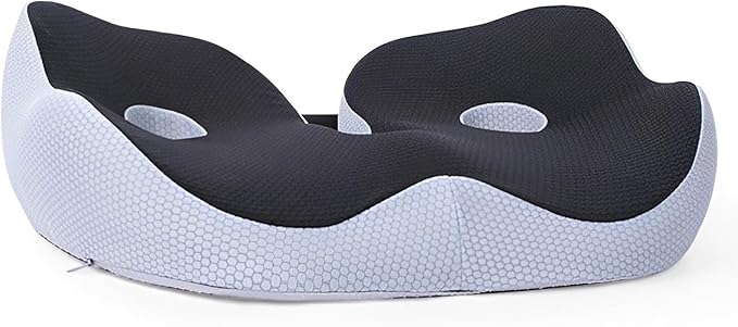 Seat Cushion Office Chair Orthopedic Memory Foam Coccyx Pad Sciatica Pain Tailbone Back Comfort Posture Alignment Pressure Ideal Home Car Work