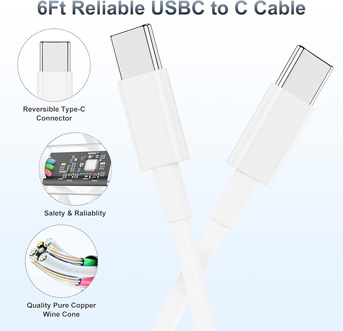 iPhone 17 16 15 Fast Charger, 20W USB C Charging Block for Apple iPhone 17 Pro Max/17 Air/16 Pro/15 Plus, iPad 12/11 inch/Mini/6 Gen,Wall Plug Power Adapter Cube Brick/6ft Type C to C Cable Cord Long