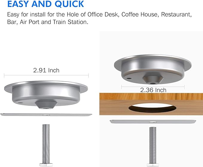 Recessed Desk Wireless Charger,15W Fast Flush Mount Qi Charging Pad,Hidden Desk Grommet Charger,Desktop Charging Station for Home/Office,Compatible with iPhone 17/16/15/Samsung/All Qi-Enabled Devices