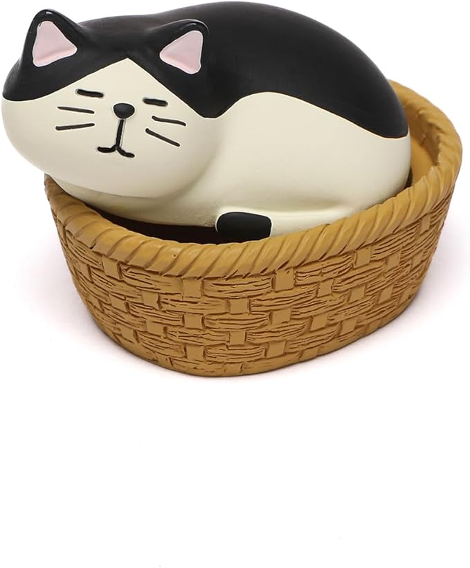 Miniature Cat Figurine kit Mini Resin Statue for Office Desk Black & White Cat Organizer for Nightstand Garden Fairy Accessories Deco Car Dashboard Gift for Cat Lovers