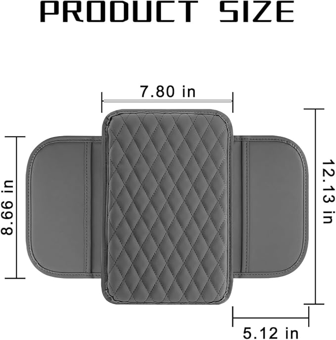 Mandark Car Center Console Cover, Microfiber Leather Vehicle Armrest Protector Cushion with 2 Storage Bags, Auto Interior Arm Rest Seat Box Pad Accessories, Universal for SUV, Sedan, Truck (Gray)