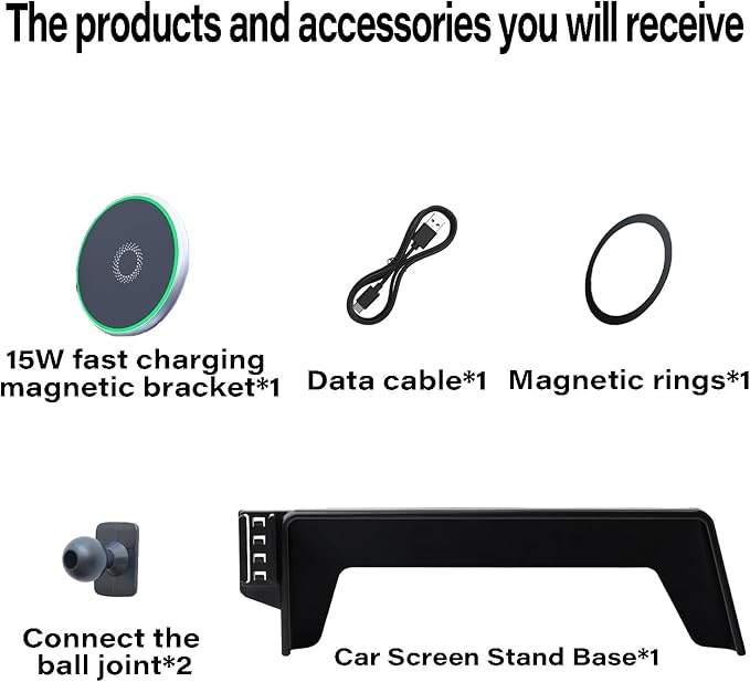 Car Phone Holder for 2023 2024 2025 2026 Toyota Prius Accessories 15W Fast Wireless Charger Screen Fixed Clip Cell Phone Mount Hands-Free 360 Degree Rotation (12.3 Inch)