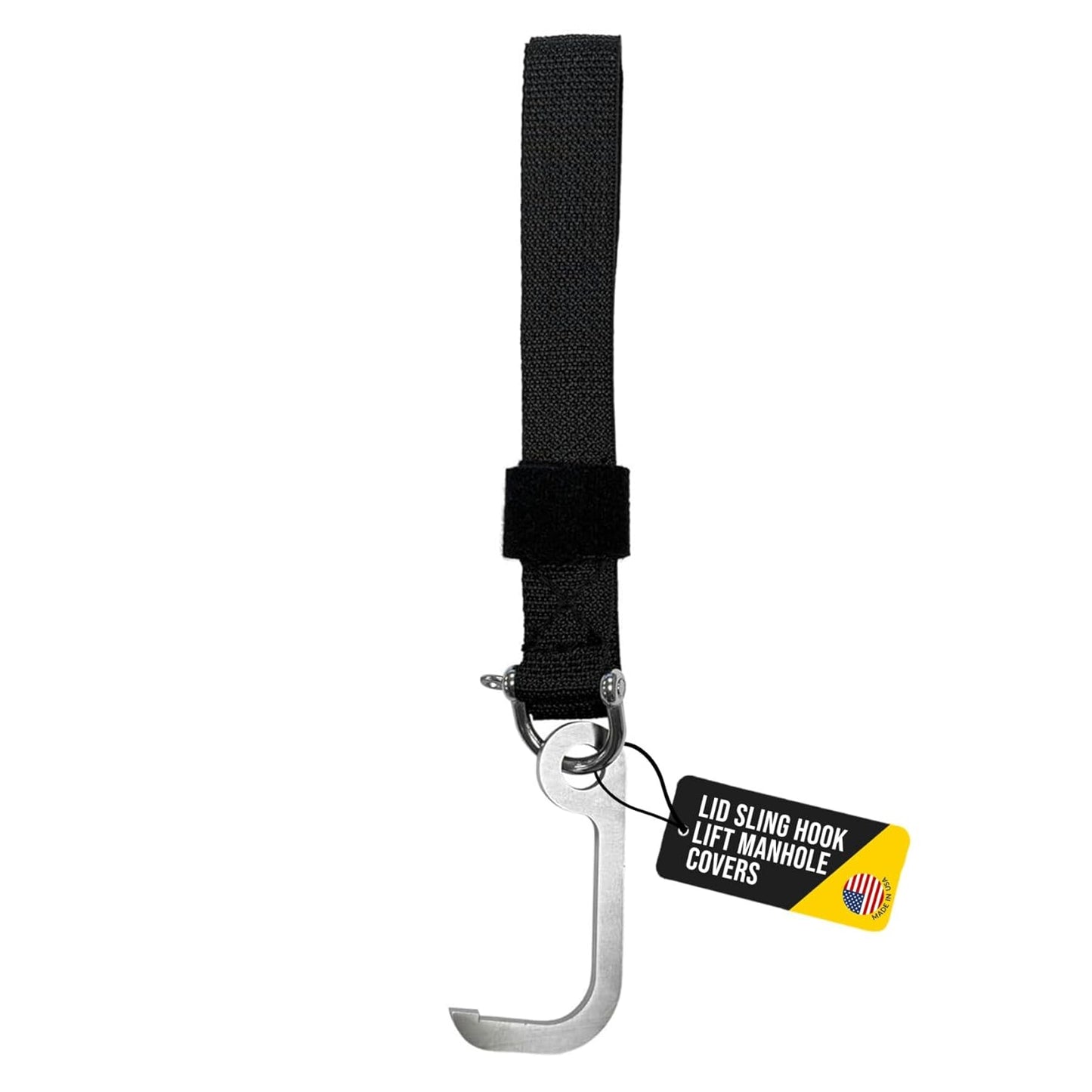 T&T Tools Lid Sling Hook (Short Hook 1.5 Inch Style) - Lift Manhole Covers & Handhole Lids, Versatile Lifting Hooks, Rigid Steel Tool Hook for Moving