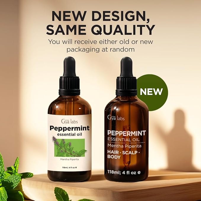 100% Pure Peppermint Essential Oil - 4 Fl Oz - Peppermint Oil for Hair, Skin, Diffuser, Aromatherapy & DIY Candle Making Scent