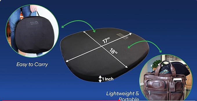 ERGO21 Travel Seat Cushion with LiquiCell Technology – Thin Orthopedic Butt Pillow for Sciatica, Tailbone, Coccyx & Back Pain – Seat Pad for Car Driving, Truck, Wheelchair, Airplane, Office, Home Use