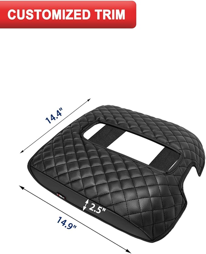 KBH Center Console Armrest Cover for Chevy Silverado & GMC Sierra 1500 2500 3500 2014-2018, Yukon & Tahoe & Suburban 2015-2020, Arm Rest Cushion, Vinyl Leather, Black (Fits Bucket Seat Console Only)