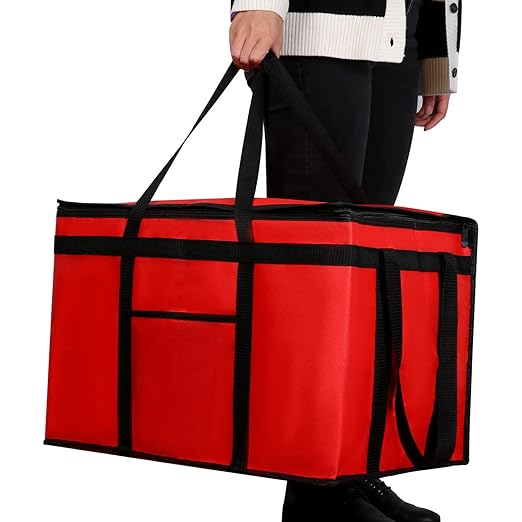 musbus 4 PACK 22x14x13 XXXL Insulated Food Delivery Bag Cooler Bags Keep Food Warm Catering Therma for doordash Catering Cooler Bags Therma Catering Shopper hot Red 22w x 14 lx 13d