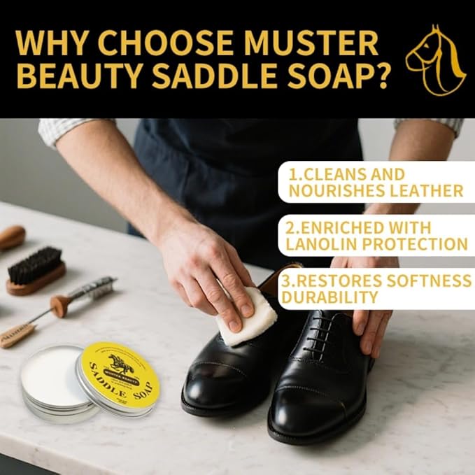 Cream Leather Saddle Soap – 3.5 oz Cleaner & Conditioner for Auto Seats, Sofas, Shoes, Boots, Handbags & Tack – Restores, Softens & Protects All Smooth Leather