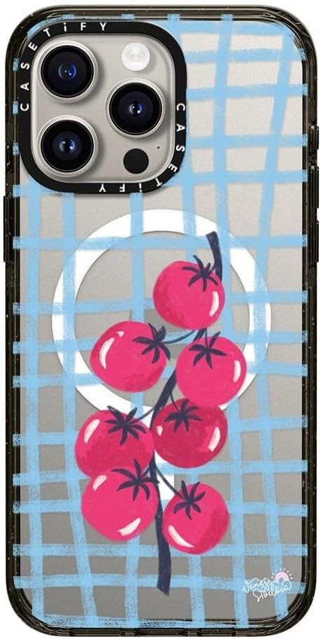 CASETiFY Impact Case for iPhone 15 Pro Max [8.2ft 4X Military Grade Drop Protection/Compatible with Magsafe] - Tomatoes - Clear Black
