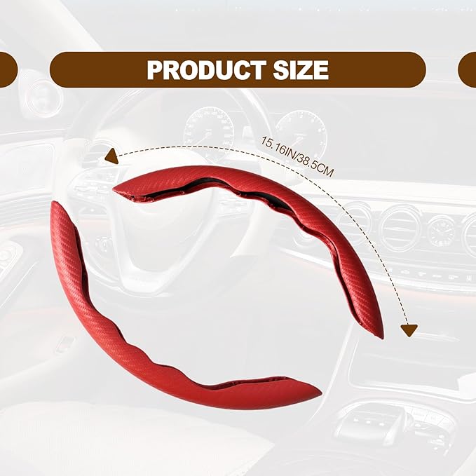 Car Interior Accessories Butterfly Steering Wheel Cover Car Carbon Fiber Anti-Skid Steering Wheel Cover (Red)
