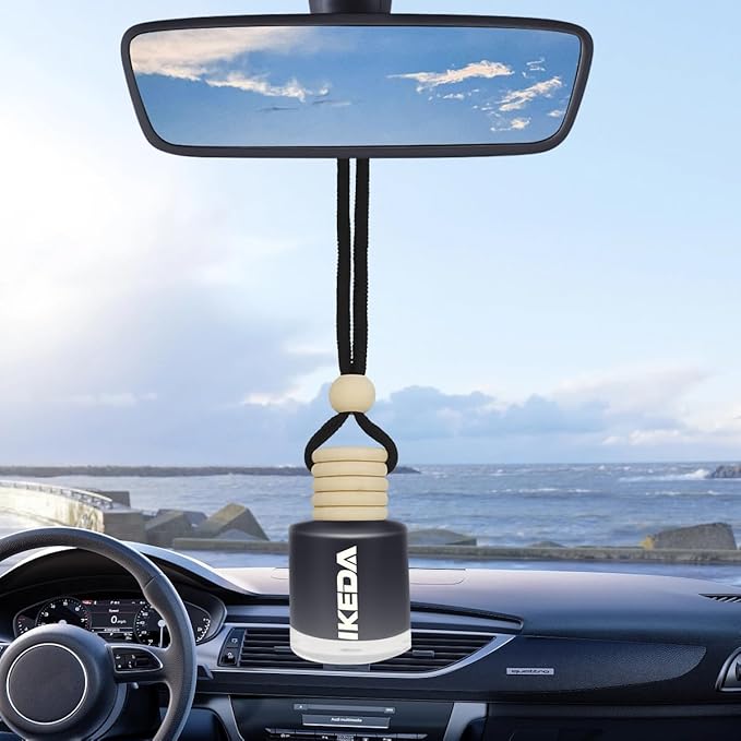 Ikeda Car Air Freshener: Hanging Car Smell Air Freshener | 10ml Hanging Car Perfume | Long Lasting Fragrance | Strong Scents Diffuser for Auto Home (New Car|Circular)