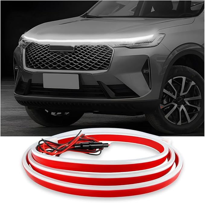 Car Hood Light Strip, 79 Inches Flexible DRL Dynamic Scan Start up Hoodbeam Kit, Waterproof 12V LED Headlight Strips Engine Cover Decoration, Exterior Car Accessories