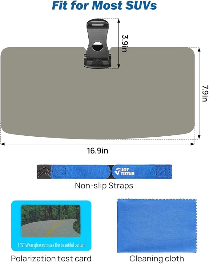 JOYTUTUS Sun Visor for Pickup Truck, Polarized Sun Visor Extender for Truck, Universal UV400 Car Visor Extension Anti-Glare Easy to Install, Protect from Glare/UV Ray/Stray Light