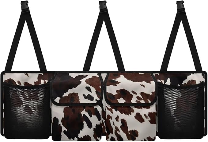 Car Trunk Organizer Brown Cow Spots Hanging Cargo Storage Bag Sturdy Trunk Storage Bag for SUV,Truck,Van
