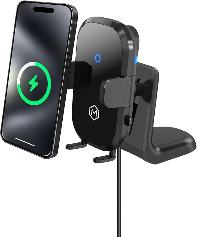 Wireless Car Charger Mount - Auto Scan & Auto Grip Car Phone Mount - Compatible with iPhones and Smartphones - Fast Charger Car Mount Accessories for Dashboard or Vent
