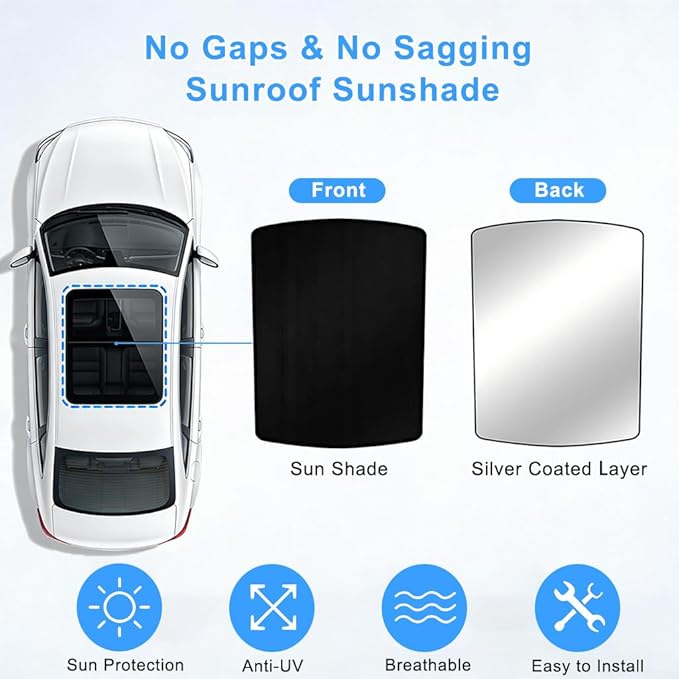 Car Sunroof Compatible with Q5 2017-2009 5-Door SUV, Foldable Glass Roof Sunshade with Storage Bag, Heat Insulation Sun Protection Roof Interior Sunshade, Black