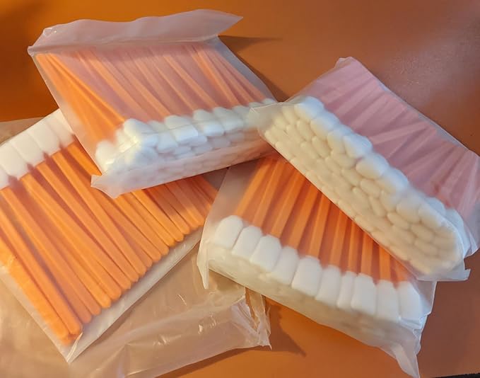 Wellgler's Foam Cleaning Swab,for Electronics, Camera, Optical Lens Cleaning and Clean Inkjet Printer (200pcs Orange)
